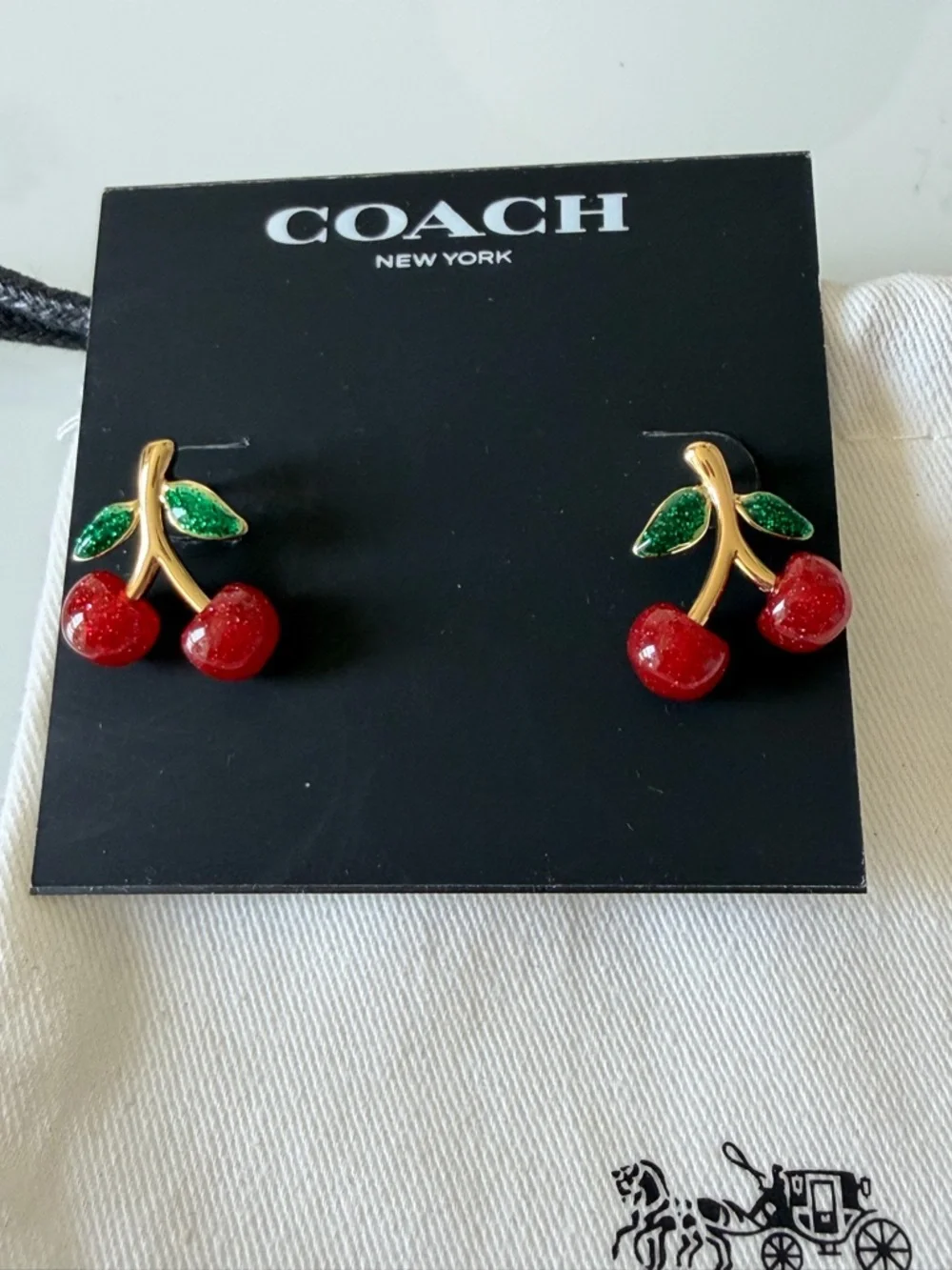 Coach cherry gold stud earrings - Picture 2 of 3